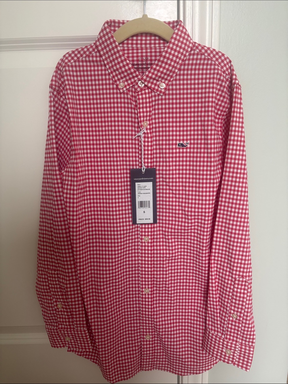 Vineyard Vines Red & White Gingham Button-Down Shirt